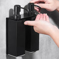 Logo Customized Matte Black 304 Stainless Steel Wall Mounted Hotel Shampoo Double Soap Dispenser for Liquid