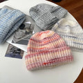 Gradient Knitted Hat Mixed Thread Warm Knitted Beanie
