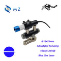 Compact Mini Adjustable Focusing D16mm 450nm 30mW Glass Lens Blue Line Laser Module + Bracket + Power Supply