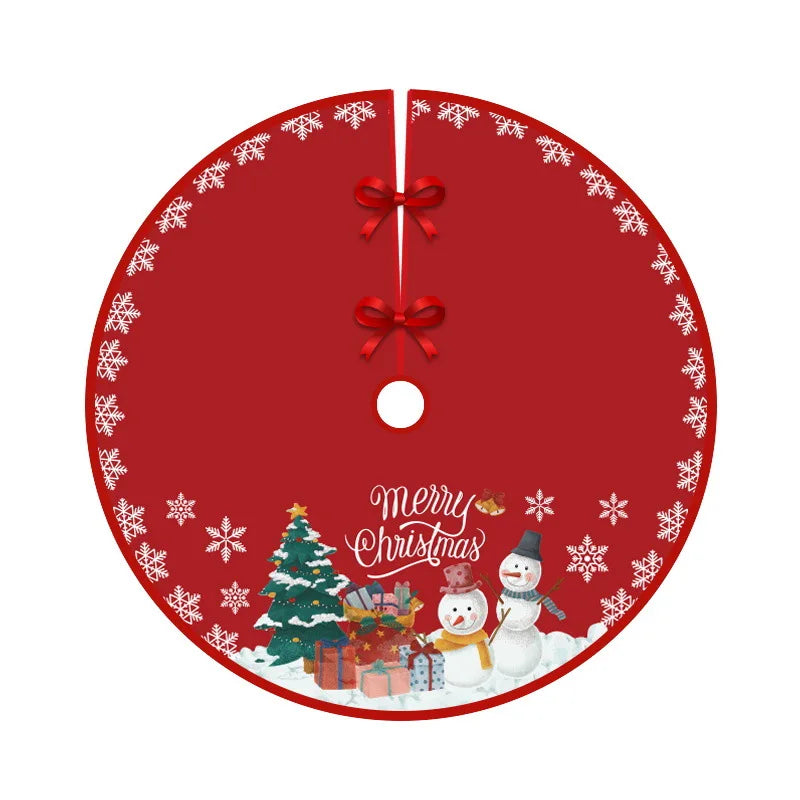 Christmas Tree Skirt Christmas Tree Mat With Snowflake Snowman Xmas Tree Skirts for Christmas Decorations