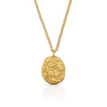 Chris April Fashion Jewelry 316L Stainless Steel PVD Gold Plated Hammered Bumpy Irregular Lines Oval Pendant Necklace MegaBDM