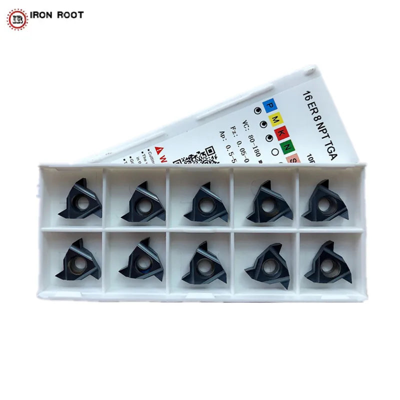IRON ROOT 16ER NPT Indexable Tungsten Carbide Threading Insert P.M.K CNC Metal Lathe SER Holder CVD Coating HRC40 OEM