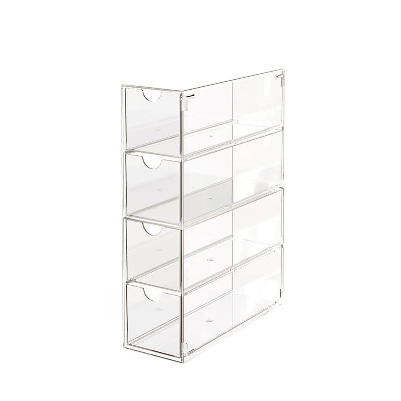 Plastic Multifunction Desktop Drawers Stacking 4-Sliding-Drawer Organizer 10-20L Capacity Desk Accessories Display Caddy for