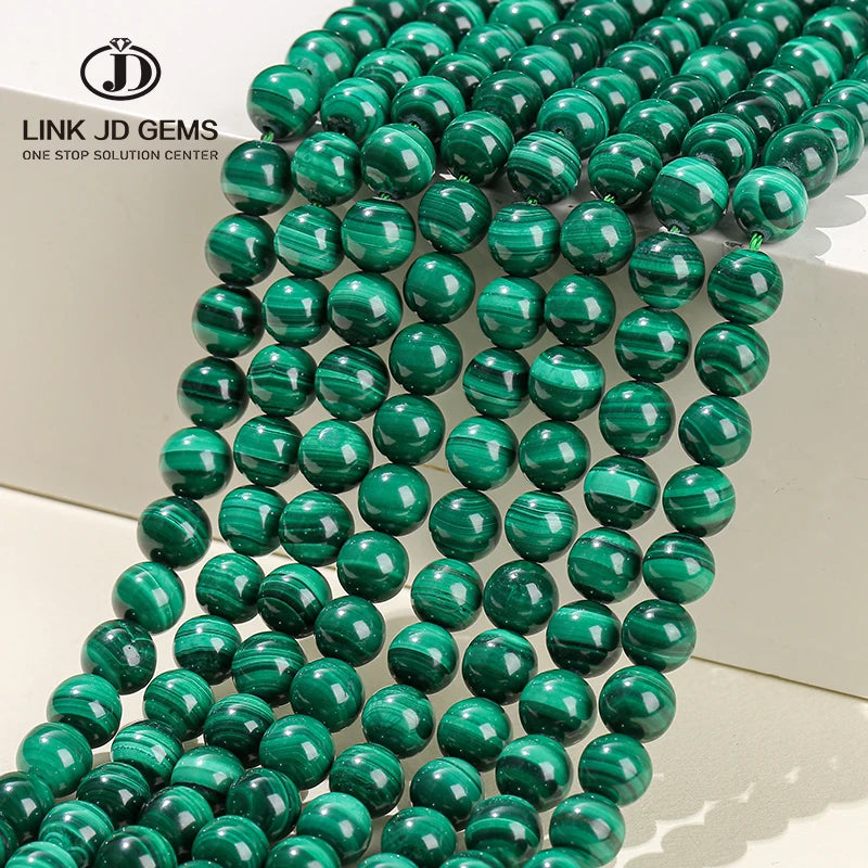 Wholesale 4-12mm Natural Genuine Stone Beads Green Malachite Round Peacock Gemstone Loose Beads for Jewelry Making
