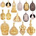 Maitreya Sakyamuni Buddha Religious Charm PendantMicro Pave Clear Cubic Zirconia 18K Gold Necklace Handmade Jewelry Supply L02