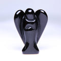 Hongzhuo Angel Figurine Miniature Handmade Carved Black Obsidian Mini Healing Statue Crystal Home Decoration Accessories Crafts