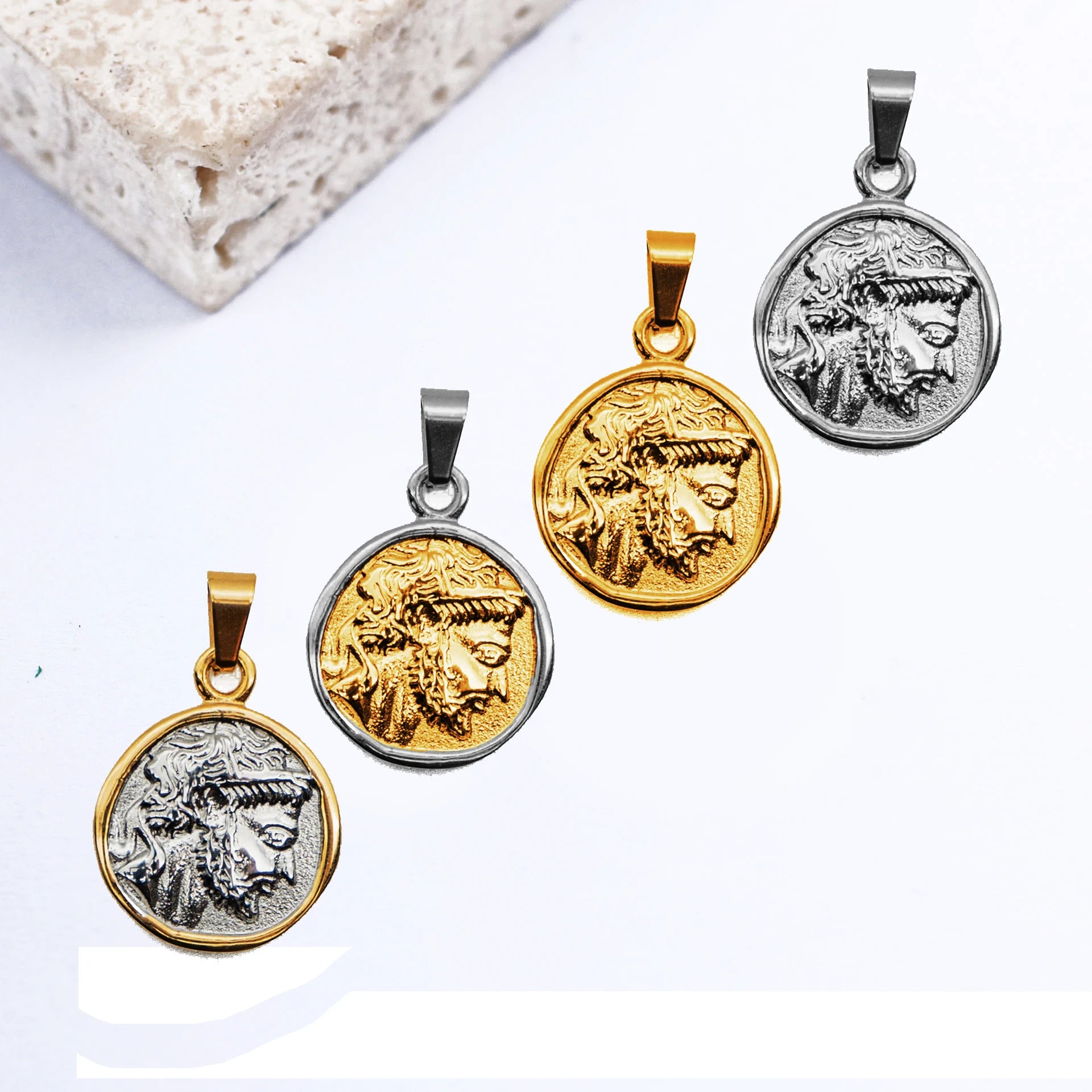 Vintage Art Greek Mythology God Zeus Pendant 18k Gold Plated Jewelry Stainless Steel Men'S Zeus Amulet Pendant Designs