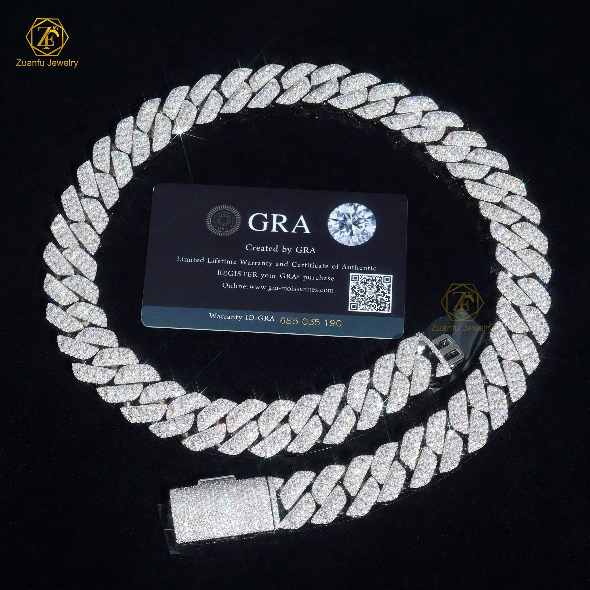 Pass Diamond Tester Full Ice Out Moissanite Cuban Chain 18mm Wide S925 Silver Necklace Big Mens VVS Moissanite Cuban Link Chain