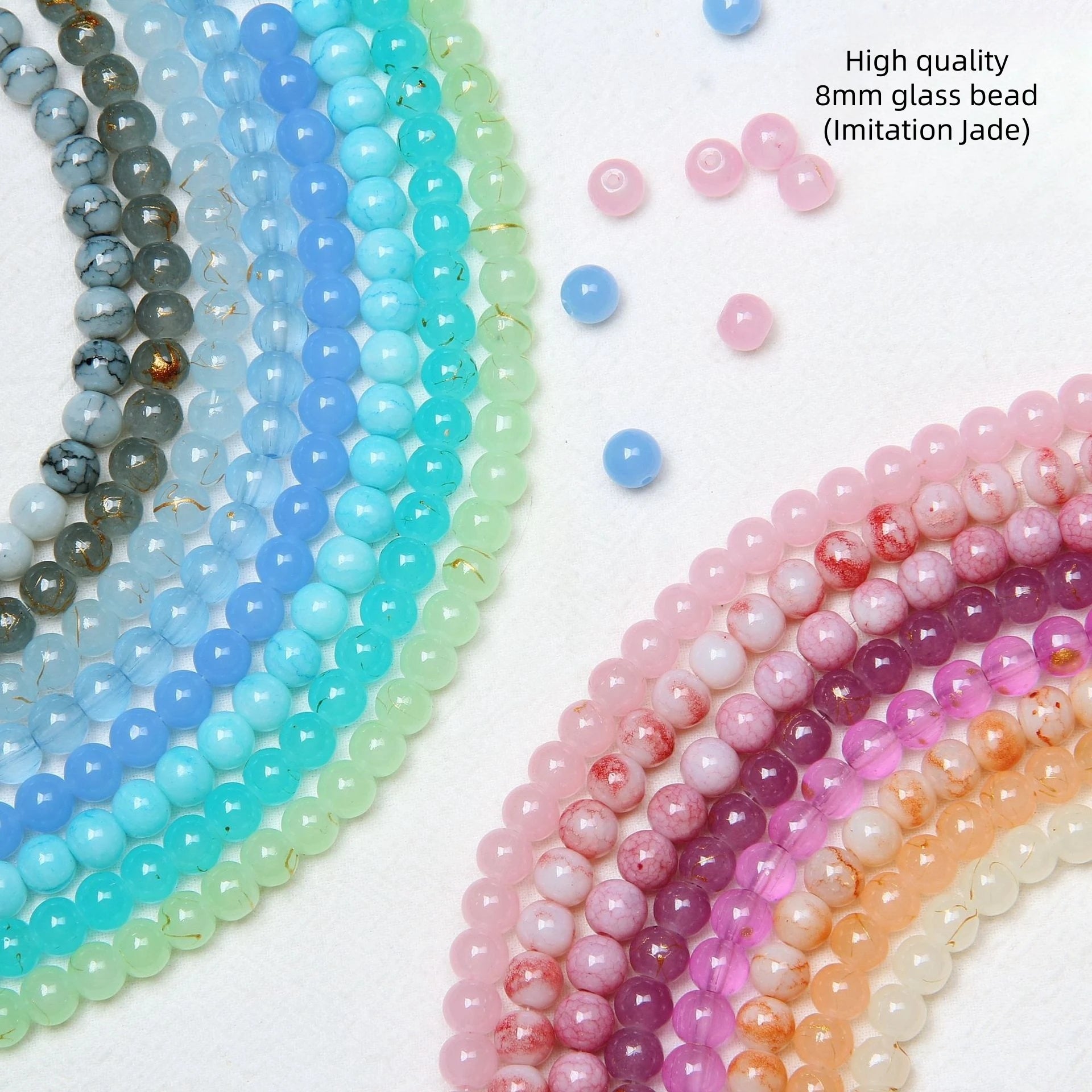 8mm Glass Synthetic  Jade Crackle Bead Round Handmade DIY Bracelet Jewelry Loose Bead Accessory for DIY Jewelry Making Bracelet