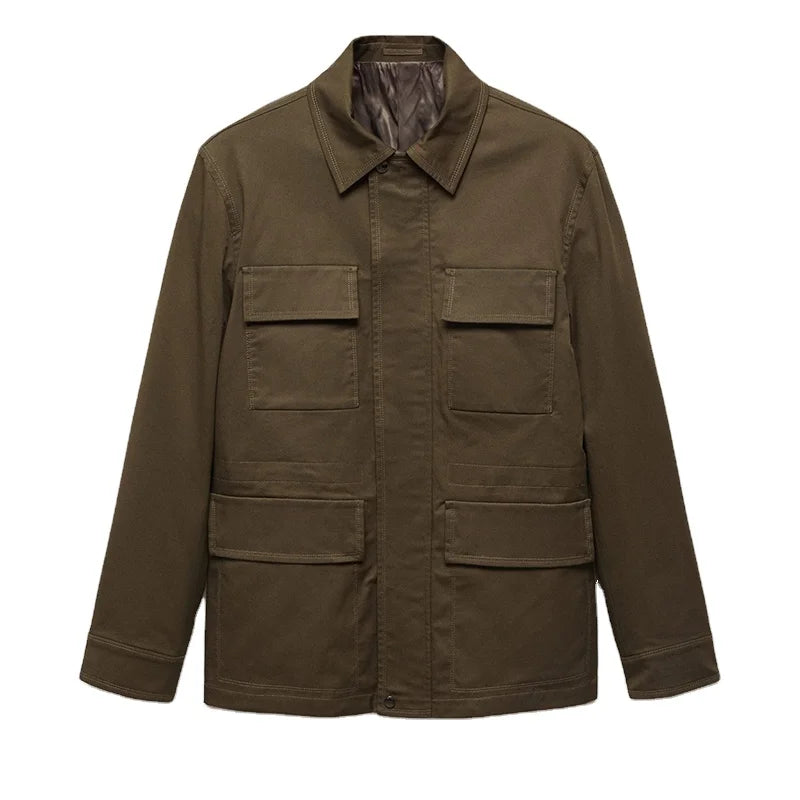 Vintage Straight Streetwear Outdoor Stylish Four Pocket Eco-Friendly Lightweight Spring Workwear Long Warm Classic Jacket Men