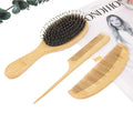 3pcs Customized Logo Biodegradable Natural Bamboo Nylon Boar Bristle Hair Detangling Hair Brush Set