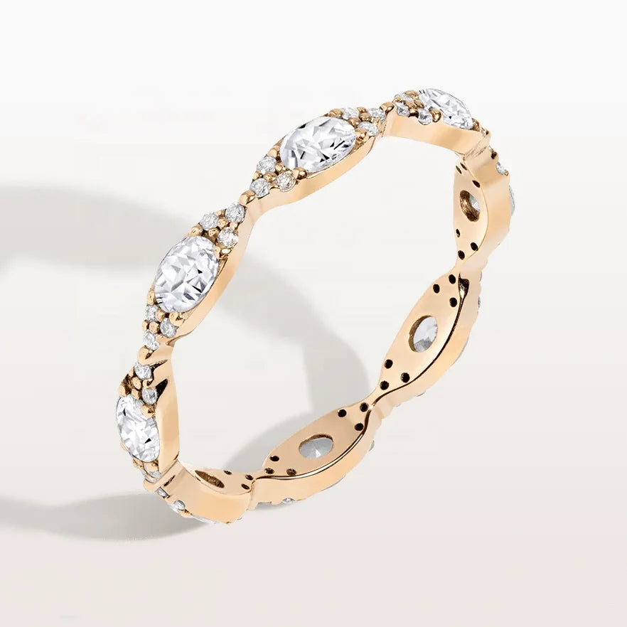 LOZRUNVE 925 Silver Stacking Crystal Evil Eye Eternity Ring Gold Jewelry Women