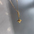 Delicate Stainless Steel Rolo Paperclip Chain Women Jewelry Hypoallergenic 18K Gold Plated North Star Pendant Necklace