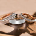 CAOSHI 2pcs/lot Engagement Cubic Zirconia Ring Ladies Jewelry Two Tone Color Wedding Rings Set for Women Men