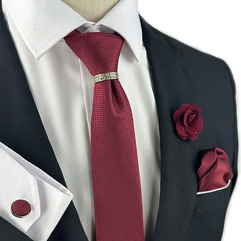 New Designer Men's Ties Luxury Wedding Ties for Jacquard Woven Men Necktie Ring Brooch Cufflinks Hanky Set DiBanGu