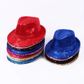 Western Sequin Top Hat Glitter Sequin Solid Color Dance Hat Retro Disco Unisex Costume Cap Women Men Party Props 100% Polyester