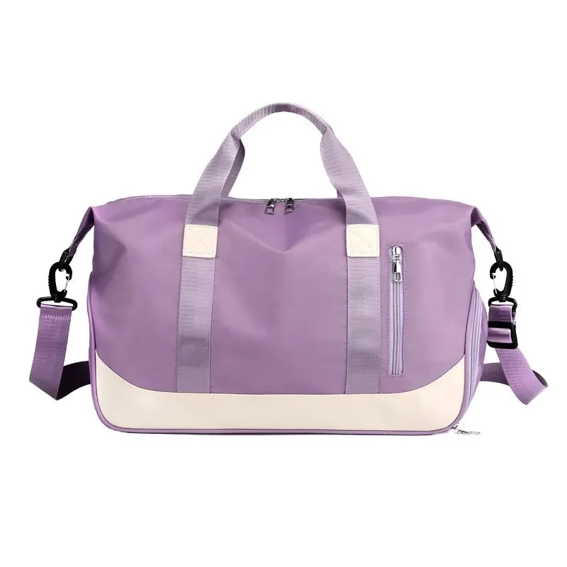 Fashionable Women's One-Shoulder Travel Bag Custom Polyester Sports Fitness & Yoga Dry Wet Depart Bag Zipper Closure LOGO Option