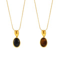New 18K Gold PVD Plated Natural Agate Stone Adjustable Chain Pendant Necklace for Women Long Necklace