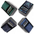 2024 Men's Jacquard Tie White Geometric Tie Hanky Cufflink Set Ties for Men Business Wedding Party