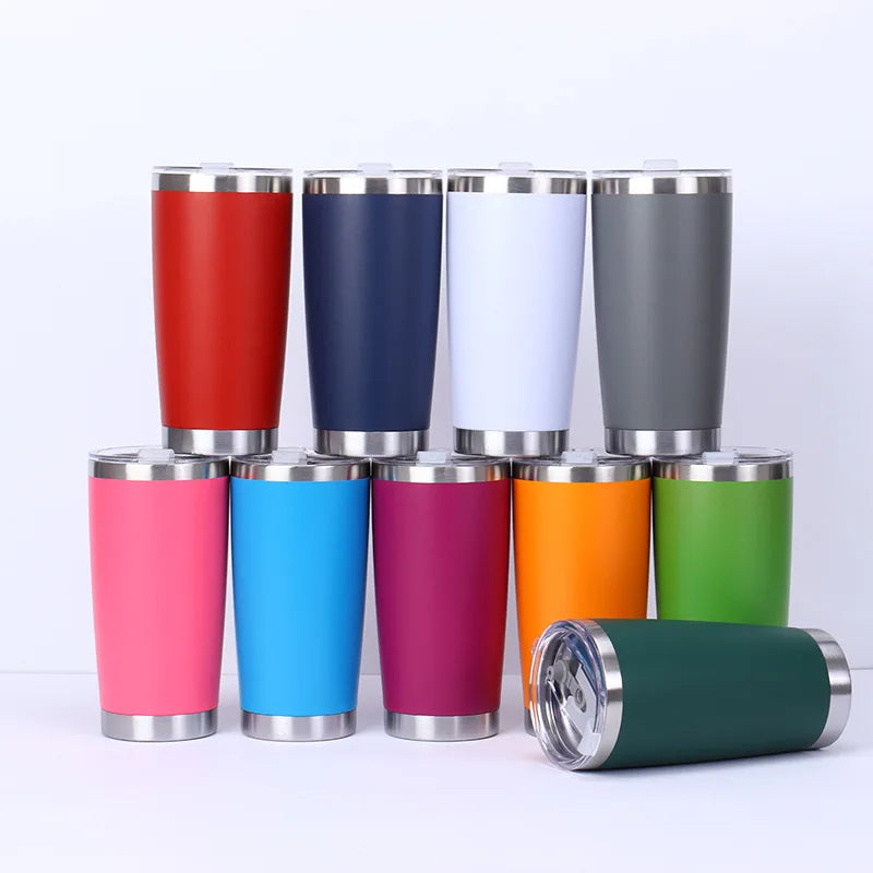 Custom Color 20oz Travel Cup Double Wall Stainless Steel Vacuum Insulated Tumbler with Lid and Straw