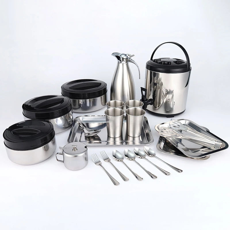 21pcs Stainless Steel Cookware Set Multifunctional Kitchenware Pots and Pans for Kitchen