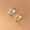 925 Sterling Silver Open Rings Fashionable Diamond Zircon Gold Plated Wedding and Party Accessories Gift for Women