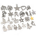 30pc/lot 316 Stainless Steel Five-pointed Star Cute Necklace Pendant Charms Small Cat Dolphin Fish Charms for DIY Jewelry Making