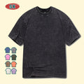 250gsm Heavy Weight Vintage Washed 100% Cotton Solid Black Oversized Breathable Men's T-shirts