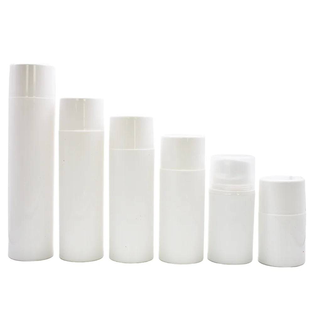 White Airless Pump Bottle for Facial Cleanser Skin Care Serum Face Masks Eco-Friendly Recyclable Material Screen Printing