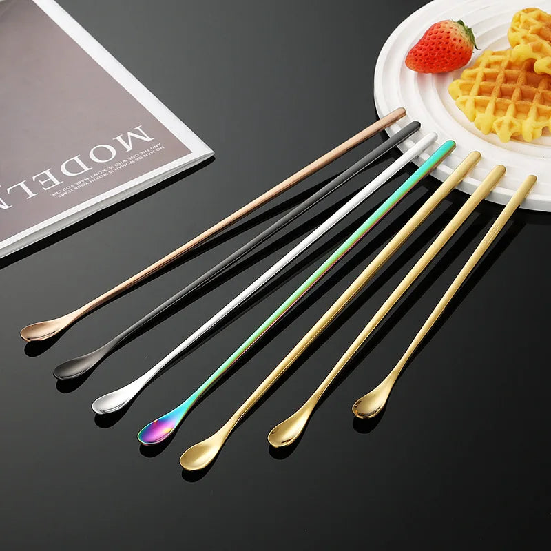 19cm 23cm 26cm Long Handle Stainless Steel Dessert Mixing Spoon Creative Milk Honey Coffee bar Salt Seasoning Spoon Ice Spoon