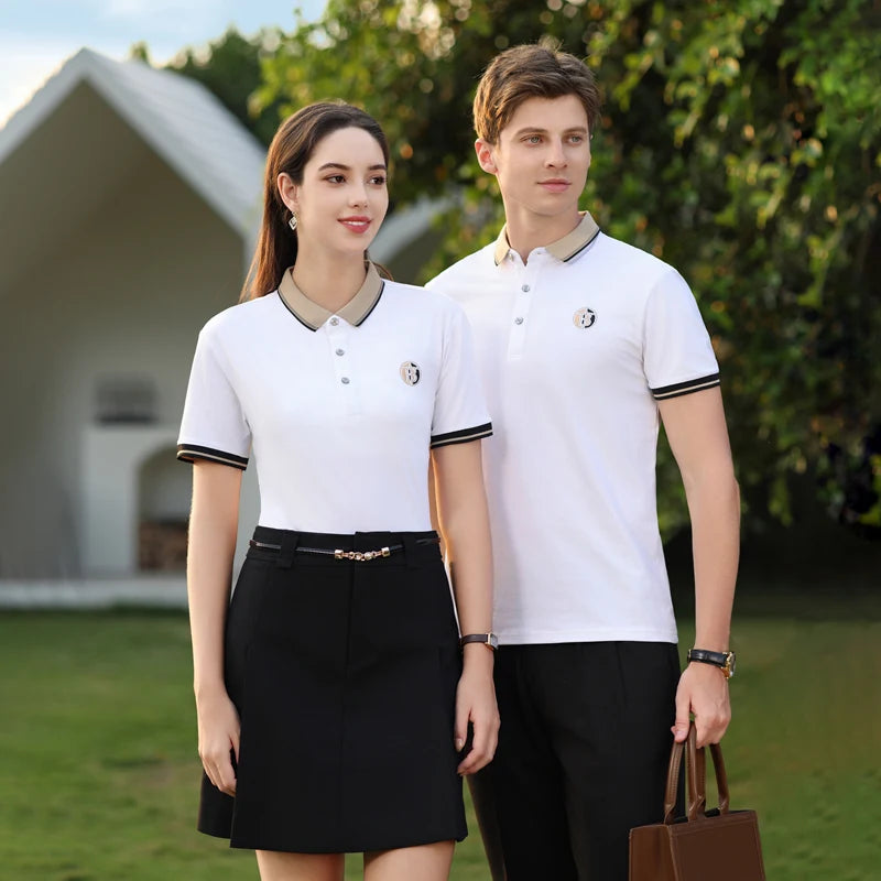 Wholesale and custom work wear rib collar polo shirt simple and fashion short sleeved polo shirt business men's polo shirt