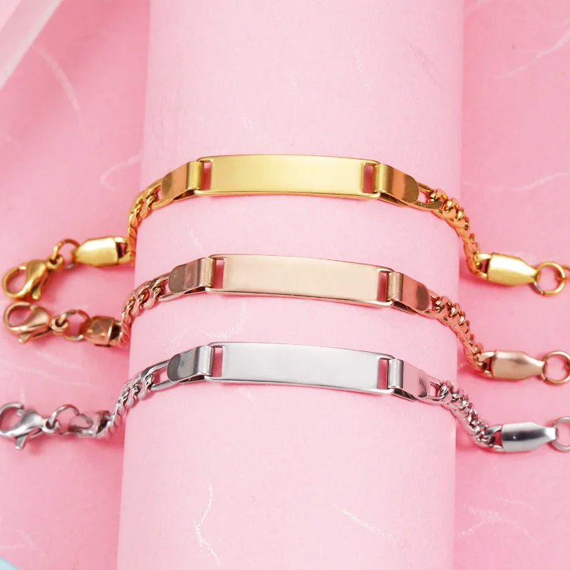 Laser Engravable Adjustable Jewelry Blank Glossy Stainless Steel Bracelet Personality Curved Bracelet for Women Girls