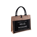 Custom Logo Eco-Friendly Natural Burlap Tote Jute Bag Hemp Beach Grocery Reusable Shopping Handbag Letter Stylish Handles