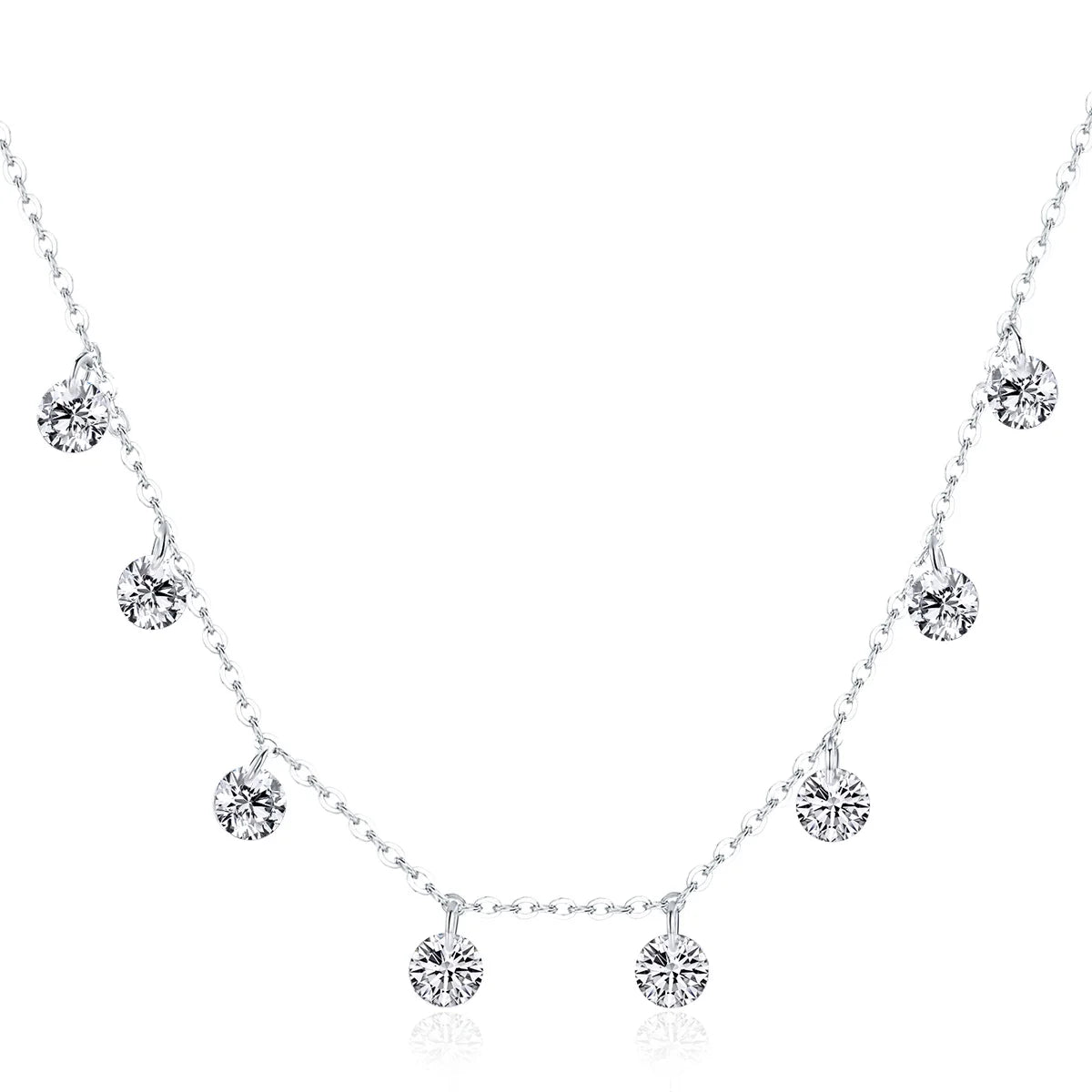 Real 925 Sterling Silver Dazzling Cubic Zircon Round Circle CZ Pendant Necklaces for Women Sterling Silver Jewelry SCN299