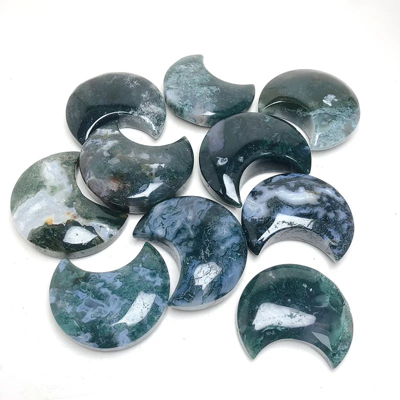 Wholesale High Quality Crystal Crafts Natural Crystal Moss Agate Moon for Decoration