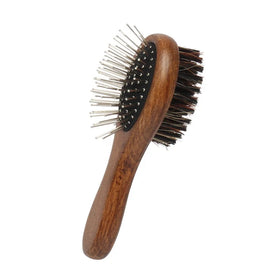 Factory Wholesale Portable Mini Double Sided Wood Pet Bristle Massage Brush Cat Dog Grooming Brush
