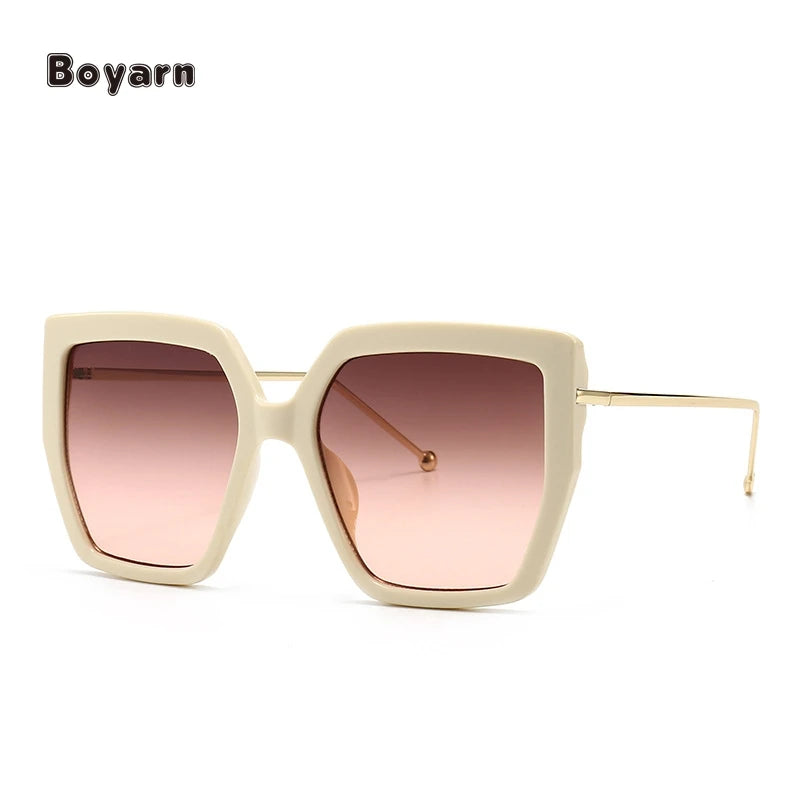 Boyarn Dropshipping Fancy Modern Plastic Big Frame Square Oversized Ladies Trendy Women Shades Sun Glasses Sunglasses Eyewear