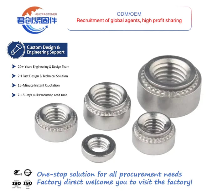M2-M10 Pressure Rivet Nut Self-clinching Nuts Carbon Steel Metal Clinching Nut Round Nut Stainless Steel Nut Manufacturer