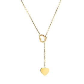 G2673 Wholesale Collier En Acier Inoxydable Stainless Steel Y-Shaped Adjustable Bar Heart Pendant Lariat Necklaces Jewelry