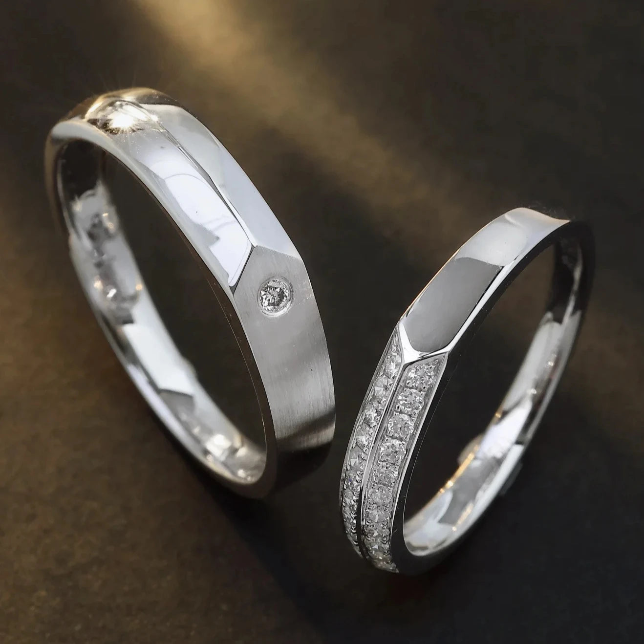 H&F Original Gold 14k 18K 10K Wedding Rings Couple Set Trendy Fine Jewelry with Real Diamond Solid 18k Gold Wedding Bands