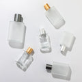 Classic Refillable 30ml 50 ml Frosted Clear Square Bottles Perfume Glass Bottle with Gold Silver Cap
