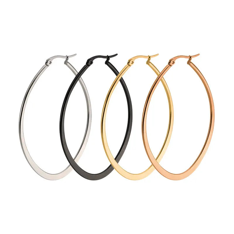 Stainless Steel Vertical Oval Hoop Dangle Earring Hand Makers Diy Beaded Beads Fringe Pin Hoops Design Earrings Accessories