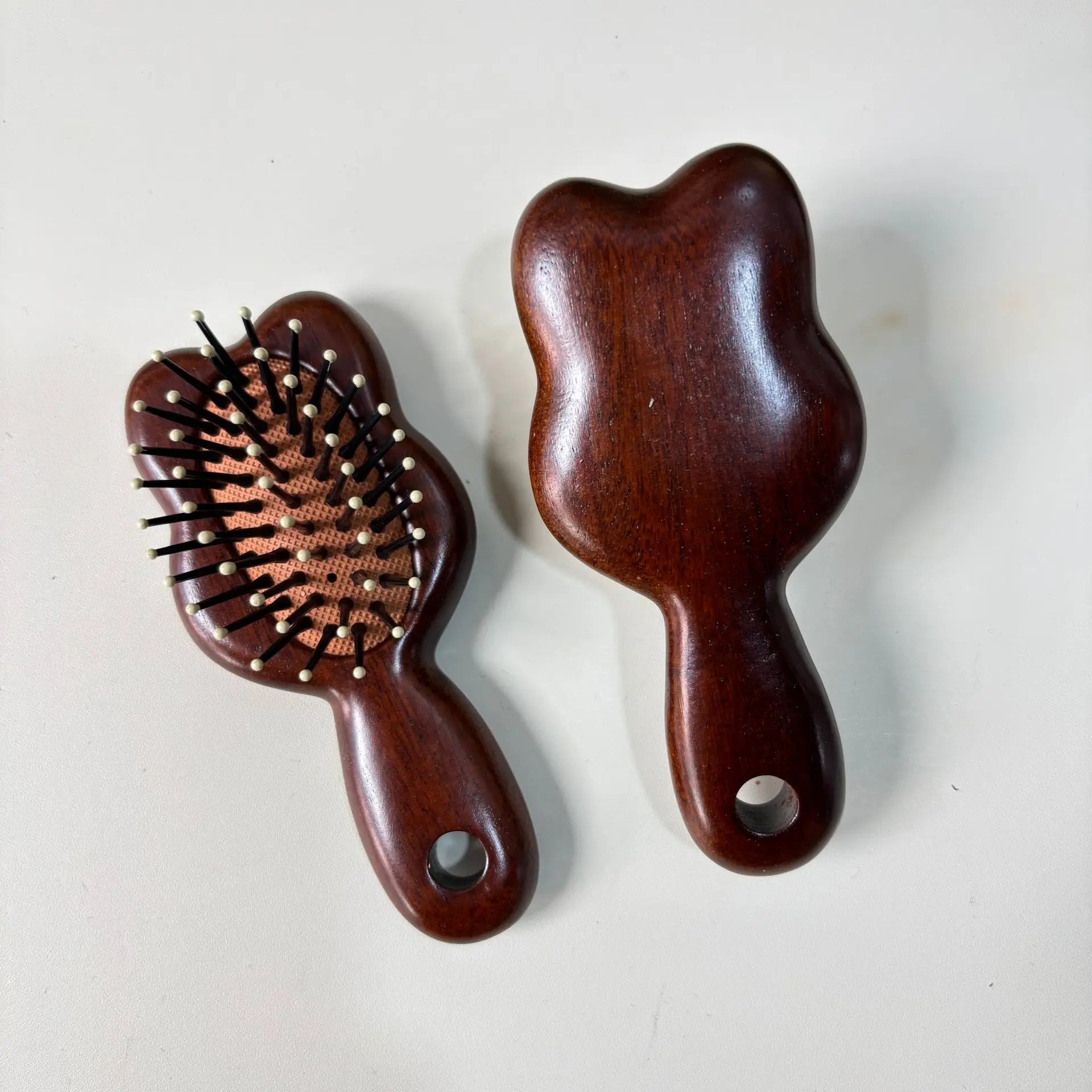 Bunny-Shaped Sandalwood Hair Brush Massaging Hair Scalp Care Comb Travel Mini Hair Brush with Hanging Hole