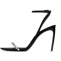 Sexy Women Fancy High Heel Shoes Black Heel Strap With Vine Design Accessories Decoration Sandals