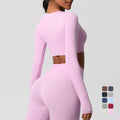 Spring Women Yoga Tops Solid Color Long Sleeve Crop T Shirt for Women Casual Top Outdoor Running Wear Long-sleeved Women