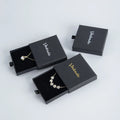 7x7x1.7cm Black Design Paper Jewelry Box Package Gold Silver Foil Stamp Logo Custom for Jewelry Necklace Earrings Ring