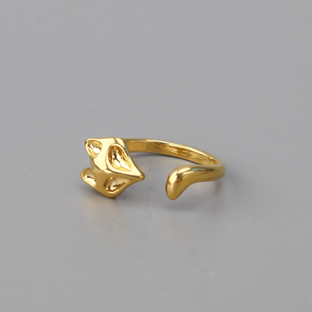 Chris April 316L Stainless Steel Gold Plated Fashion Jewelry fox Waterproof Rings Adjustable for Women