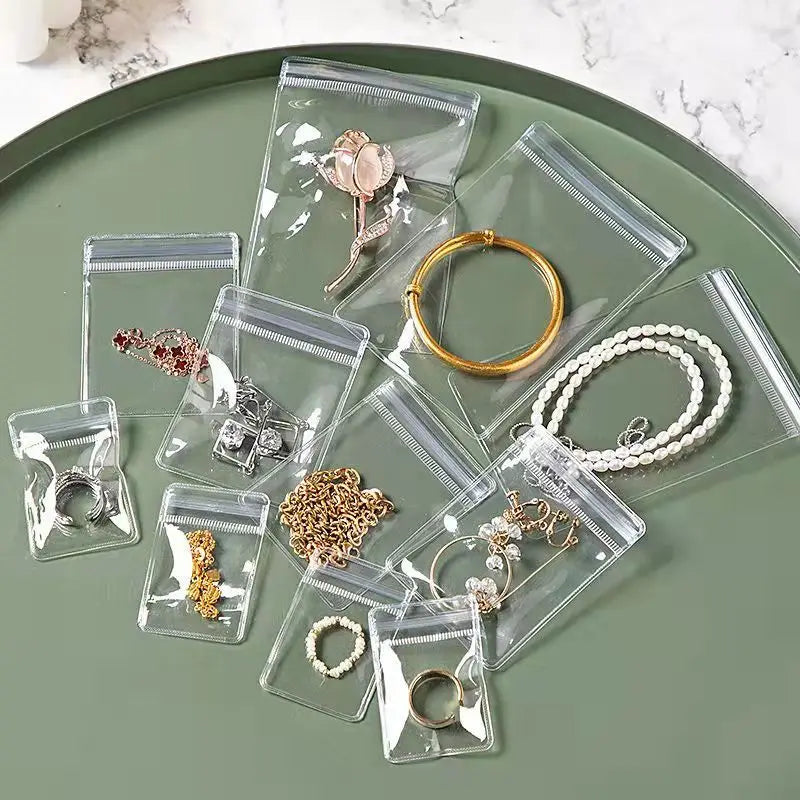Transparent Plastic Transparent PVC Ziplock Jewelry Bag Clear Anti-Oxidation Storage for Earrings Jewelry Container