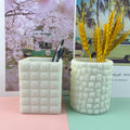 Early Riser 3D Diamond Pattern Cylinder Cuboid Concrete Cement Vase Pen Holders Flower Pots & Planters Home Decor Silicone Mold