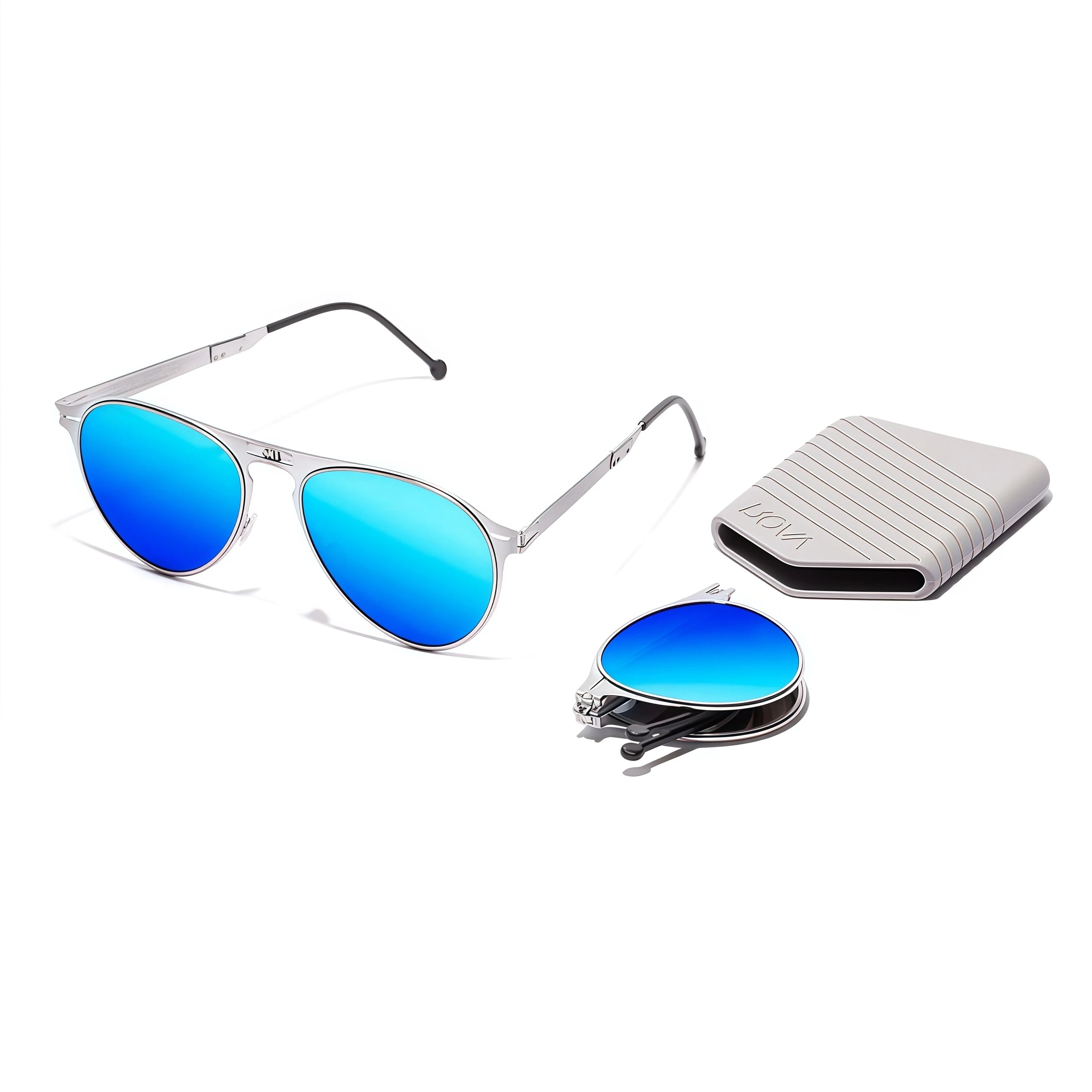 Fashion square Sunglasses Men Original Foldable Famous Brands Designer Polarized Folding Eyeglasses Metal Folding Sunglasses Men
